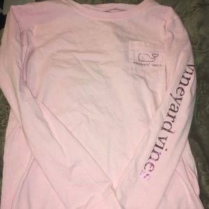 Pink Long-Sleeve Vintage Foil Vineyard Vines Top